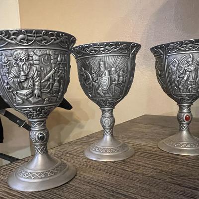6 Pewter Goblets