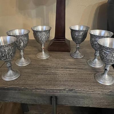 6 Pewter Goblets