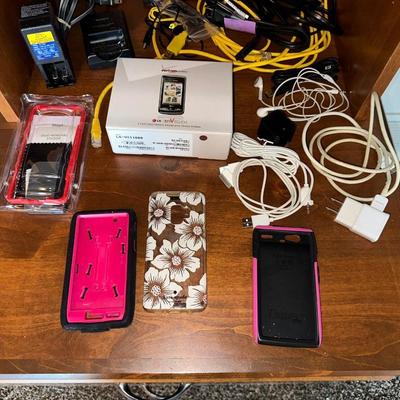 MOTOROLA FLIP PHONE, CELL PHONE CASES AND CHARGERS PLUS MORE