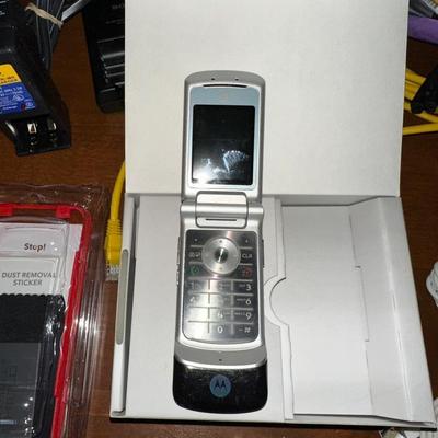 MOTOROLA FLIP PHONE, CELL PHONE CASES AND CHARGERS PLUS MORE