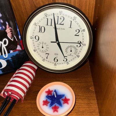 WALL CLOCK AND POLITICAL ITEMS