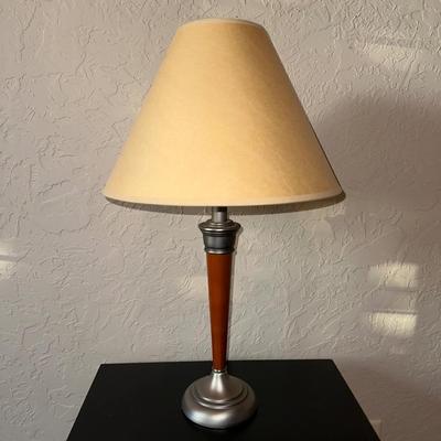 1 DRAWER, 2 TIER NIGHT STAND AND A TABLE LAMP