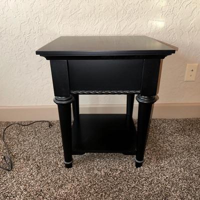 1 DRAWER, 2 TIER NIGHT STAND AND A TABLE LAMP