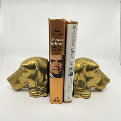 MB669 Vintage Castilian Brass & Copper Dog Head Bookends