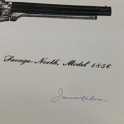 1959 Antique Revolver Print Signed James M Kalman Savage Walker Colt more Near mint