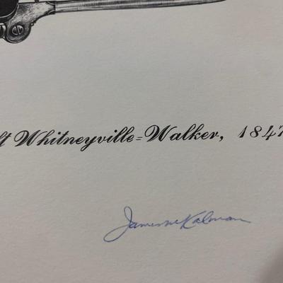 1959 Antique Revolver Print Signed James M Kalman Savage Walker Colt more Near mint
