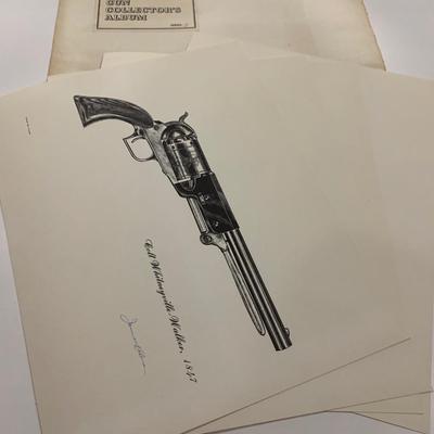 1959 Antique Revolver Print Signed James M Kalman Savage Walker Colt more Near mint