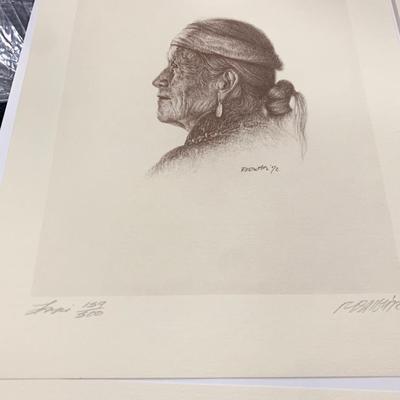 FOUR Signed/Numbered Native American Western Sketches