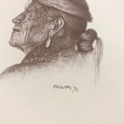 FOUR Signed/Numbered Native American Western Sketches
