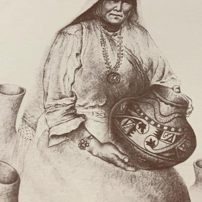 FOUR Signed/Numbered Native American Western Sketches