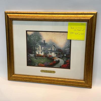 Thomas Kincaid “Home is where the heart is” Framed COA 16.5x13.5