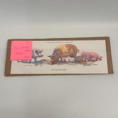 Two little pigs by Jack Deloney 9/2000 5x13 unframed
