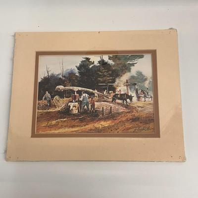 Making Syrup by Jack Deloney signed only 9.5x8 unframed