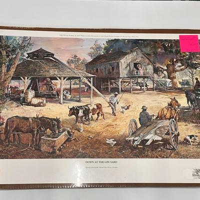 Down at the Gin Yard by Jack Deloney 37/1793 unframed 35x23.5