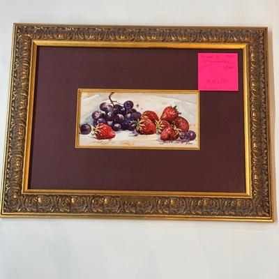 Grapes and Strawberries by Jack Deloney 9/500 Framed 19.5x15