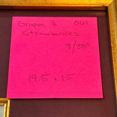 Grapes and Strawberries by Jack Deloney 9/500 Framed 19.5x15