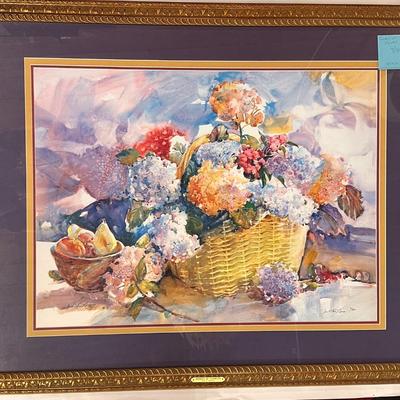 Basket of Flowers by Jack Deloney 9/950 framed 40x34