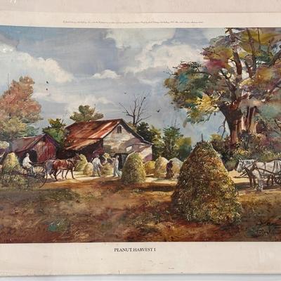 Peanut Harvest I by Jack Deloney 12/1750 unframed 31.5x23.5