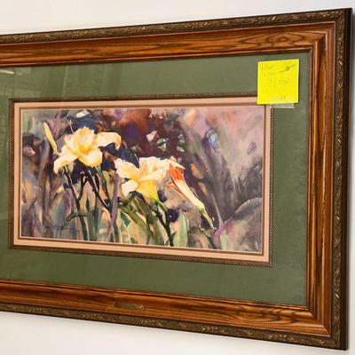 Yellow Lilies by Jack Deloney ?/500 framed 31x21