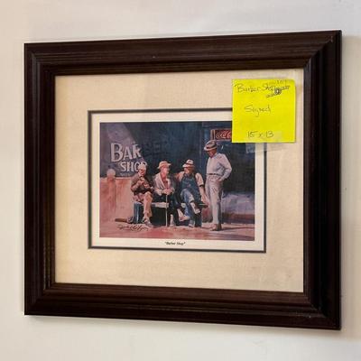 Barber Shop by Jack Deloney Signed 15x13