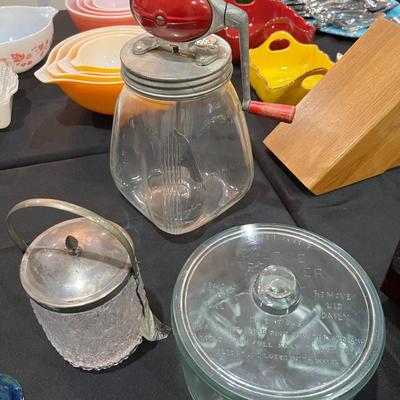 Vintage Cheese Preserver, Butter Churn and Jar