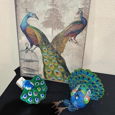 Peacock Picture, Night Lite and Figurine