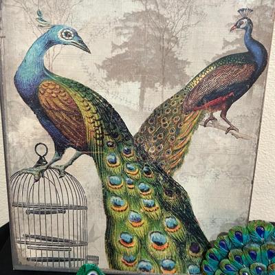 Peacock Picture, Night Lite and Figurine