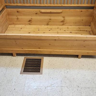 Long Pine bench with pullout storage