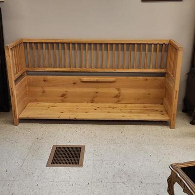 Long Pine bench with pullout storage