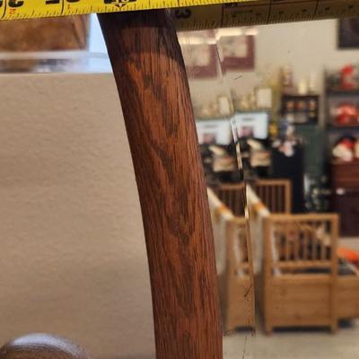 Oak dresser with harp and beveled mirror