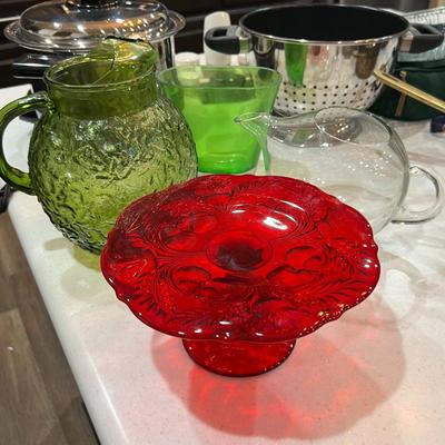 Cake Plate, Pitcher, Tea Pot & Vase