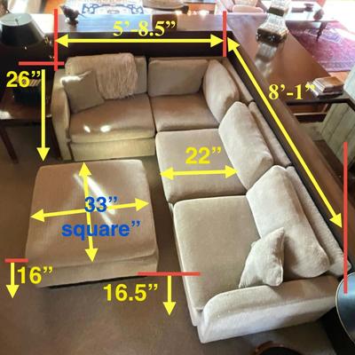 D676 Vintage Off white Sectional Sofa with Ottoman