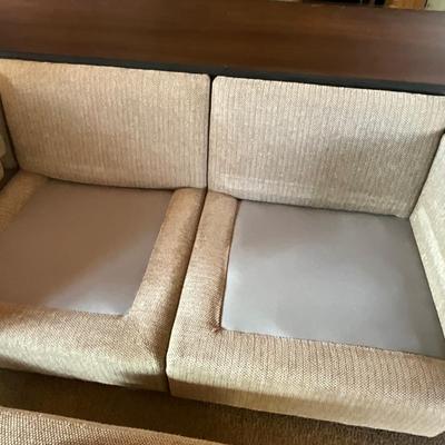 D676 Vintage Off white Sectional Sofa with Ottoman