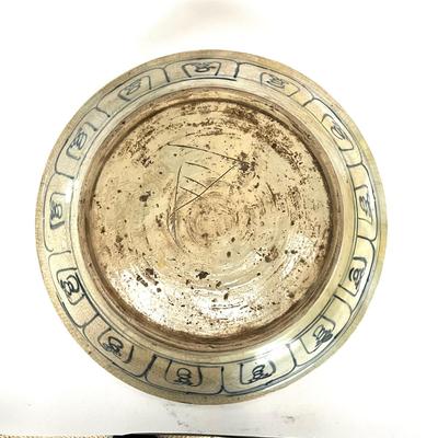 D680 Antique Vietnamese Anemese Porcelain Charger with Stand