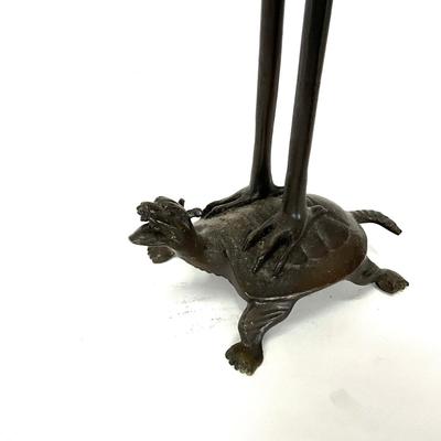 D687 Antique Japanese Bronze Pricket Candlestick 19C