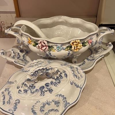 Vintage Capodimonte Large Soup Tureen