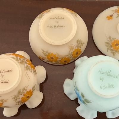 Handpainted Glass Trinket Bowls