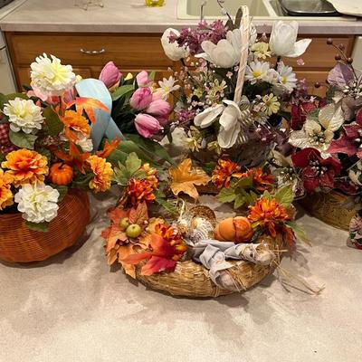 Assorted Holiday Artificial Flower Arrangements
