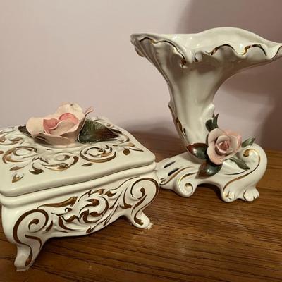 Ornate Trinket Box and Bud Vase