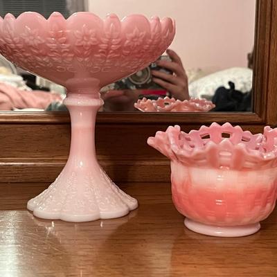 Fenton Vintage Rosalene Art Glass Lot