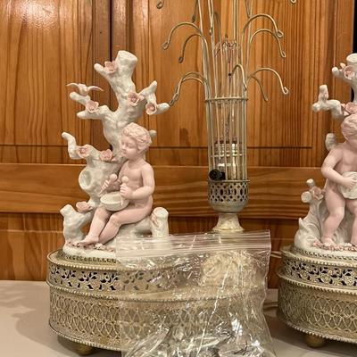 Pair of Antique Victorian Crystal Fountain Lamps