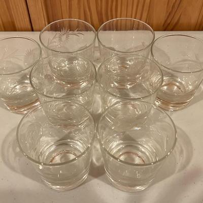 Vintage Etched Whiskey Glasses