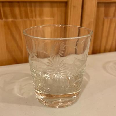 Vintage Etched Whiskey Glasses