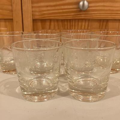 Vintage Etched Whiskey Glasses