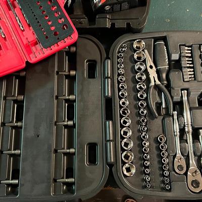 Socket Set and Drill w/ Bits Lot
