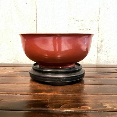 D690 Red Fitz & Floyd Chinese Blue and White Bowl with Stand