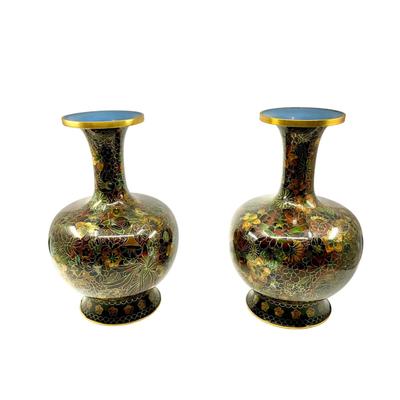 D696 Pair of Vintage Cloisonne Vases