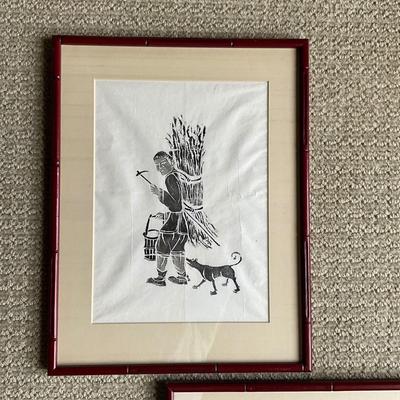 D701 Pair of Vintage Chinese Woodblock Prints