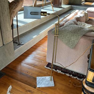 LR703 Vintage Brass Marble Base Floor Lamp
