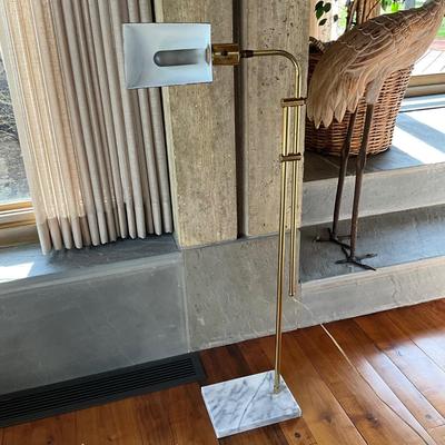 LR703 Vintage Brass Marble Base Floor Lamp